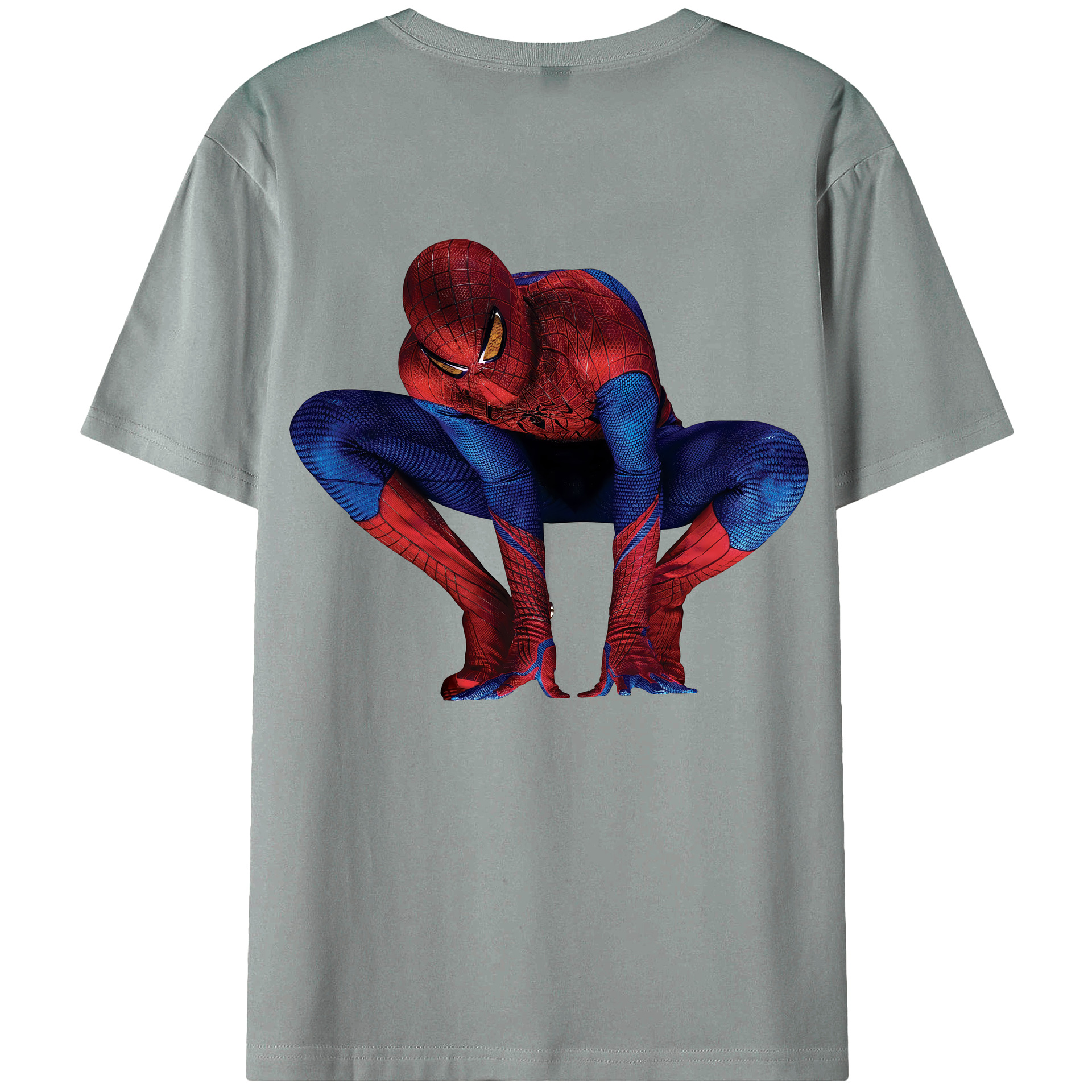 （画像用） Spider Man スパイダーマン 綿100％ メンズ半袖Tシャツ（バックプリント） 通気性